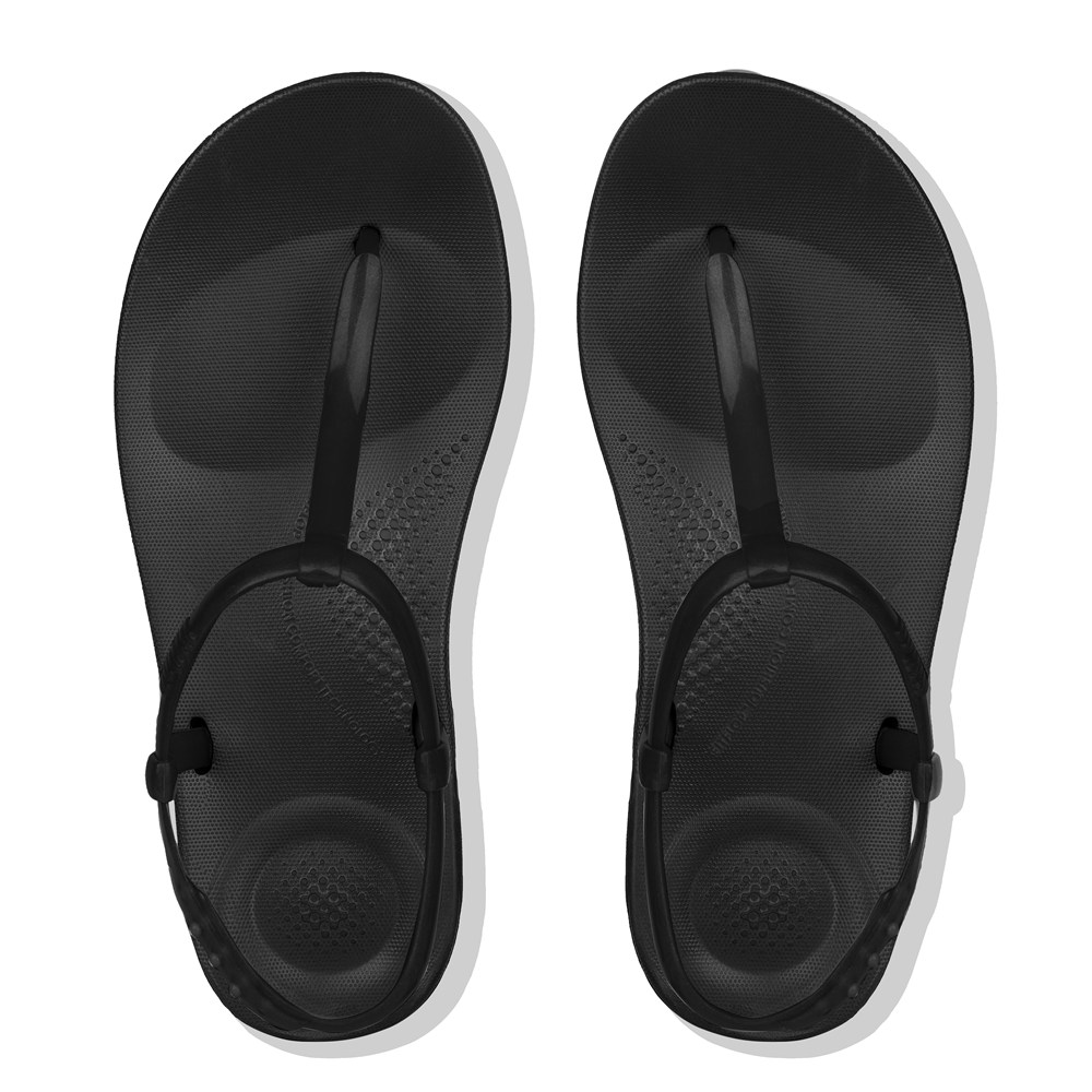 Fitflop Womens Sandals Black - Iqushion Splash Pearlised Back-strap - 04AFQZOML